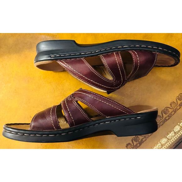 Clarks Womens Joanna Slides Sandals Brown Floral Embroidered Leather Slip On 6 M - Picture 6 of 9